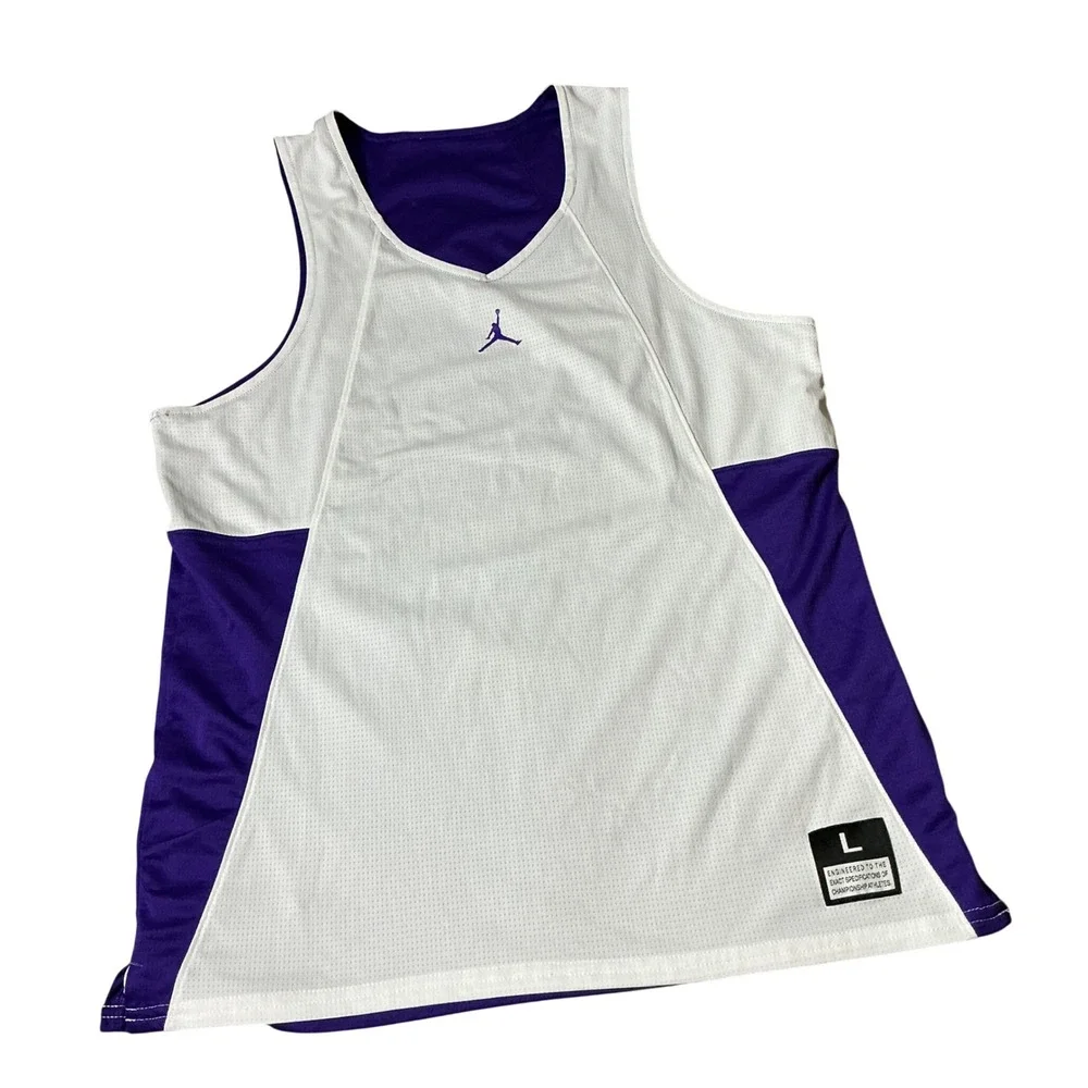 Jordan Reversible Basketball Jersey White Purple Mesh Tank Top 865848-545 Large